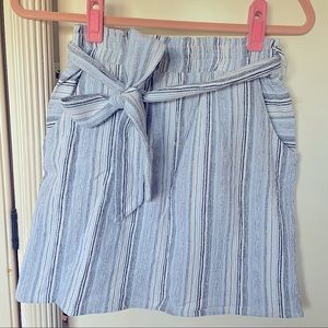 pastel Blue tie vertical striped mini skirt